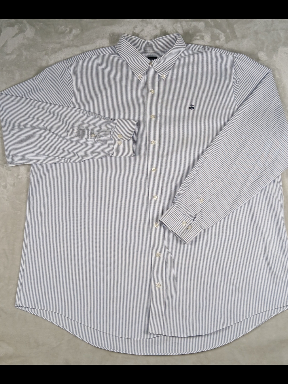 Men's Blue and White Stripe Button-Down Shirt